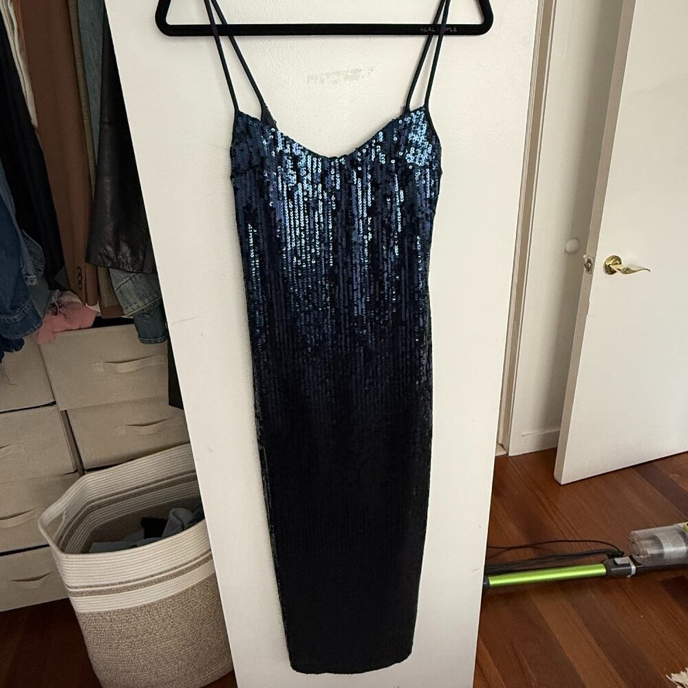 Navy Blue Galvan London Sequin Cocktail Dress